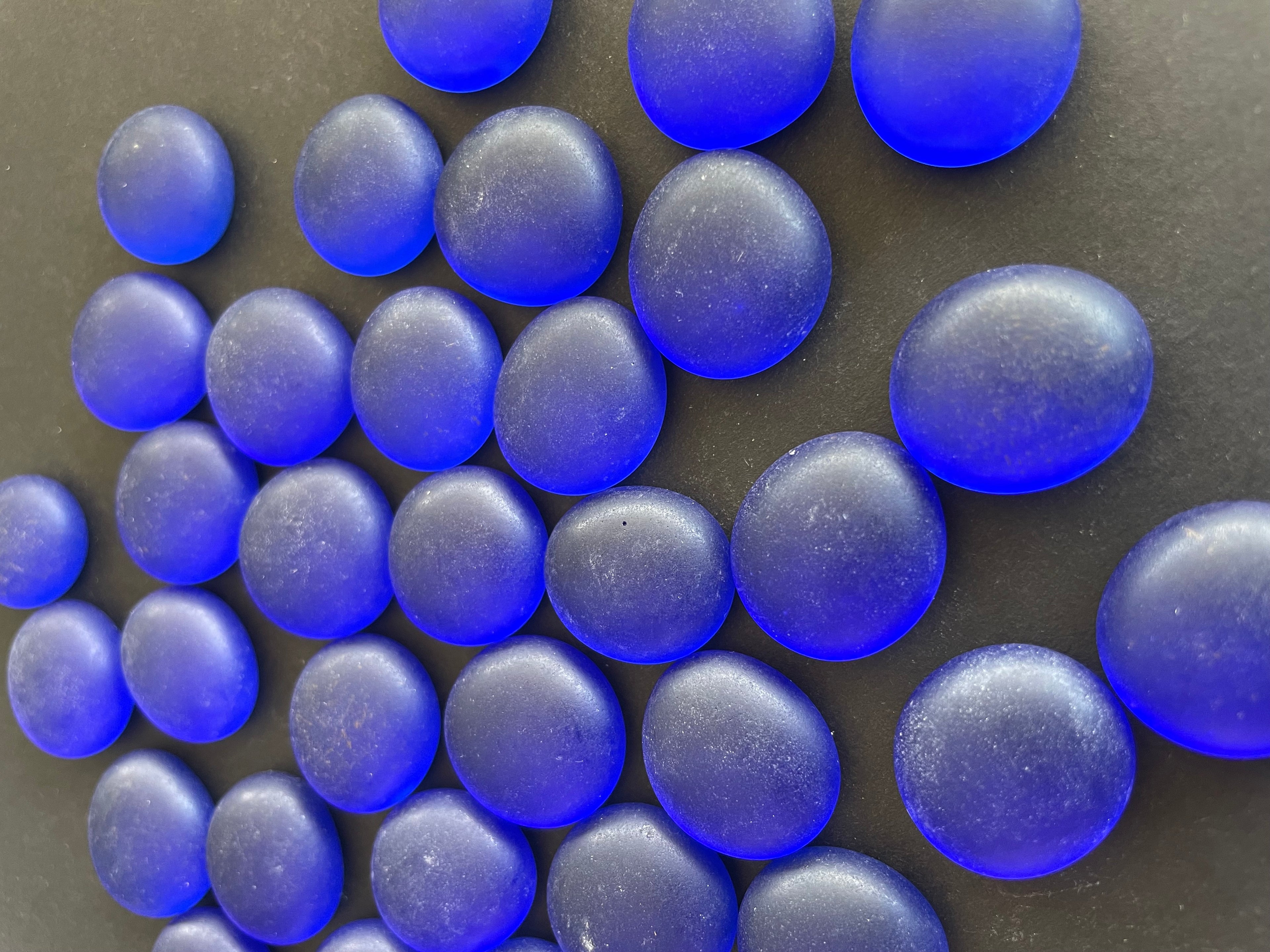 Frosted Blue Glass Gems