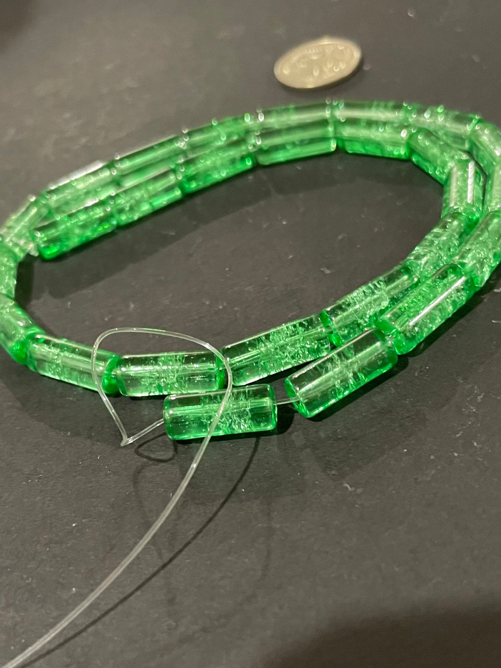 Glass Crackle Beads - Green