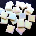 25mm Opaque Glass Squares - Iridised Opal White