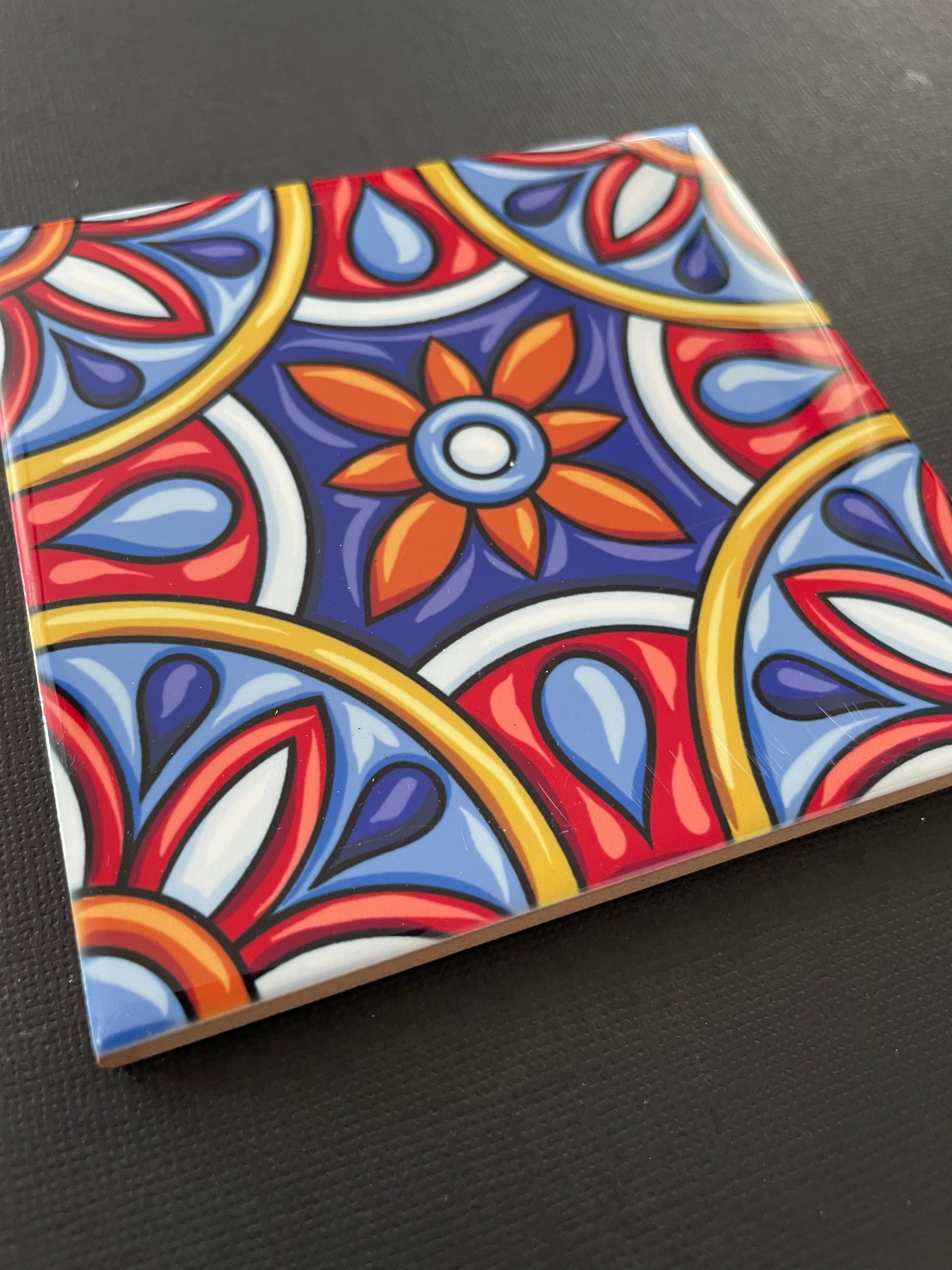 Decorative Tile - Red Blue Talavera