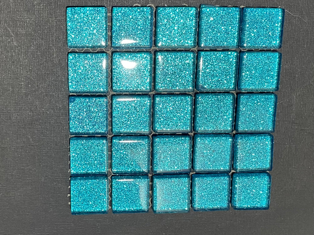Glitter Glass Tiles - Blue Topaz