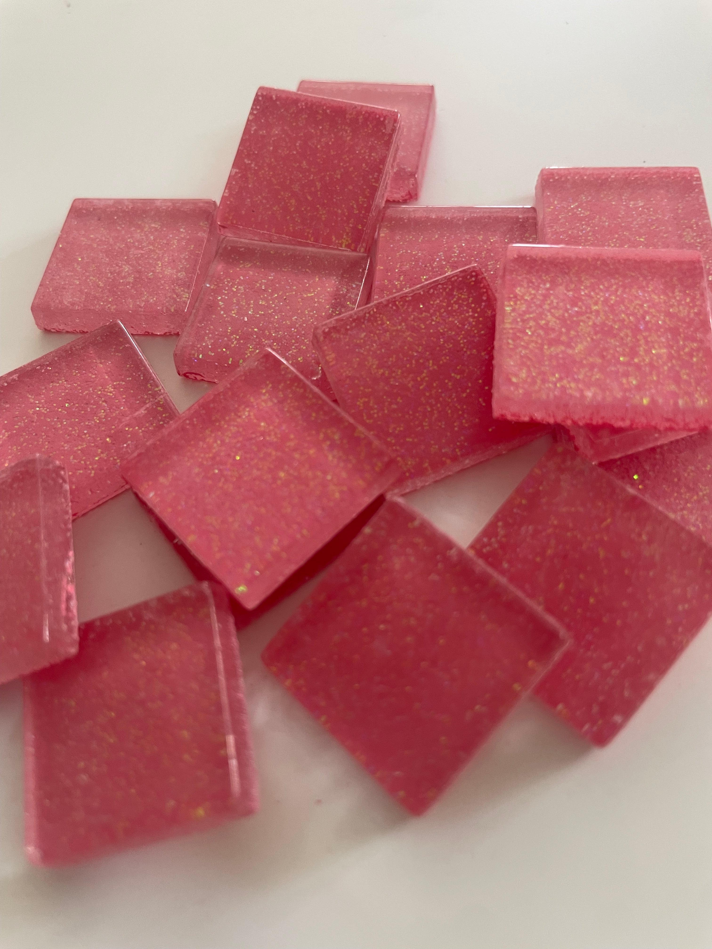 Glitter Glass Tiles - Pink