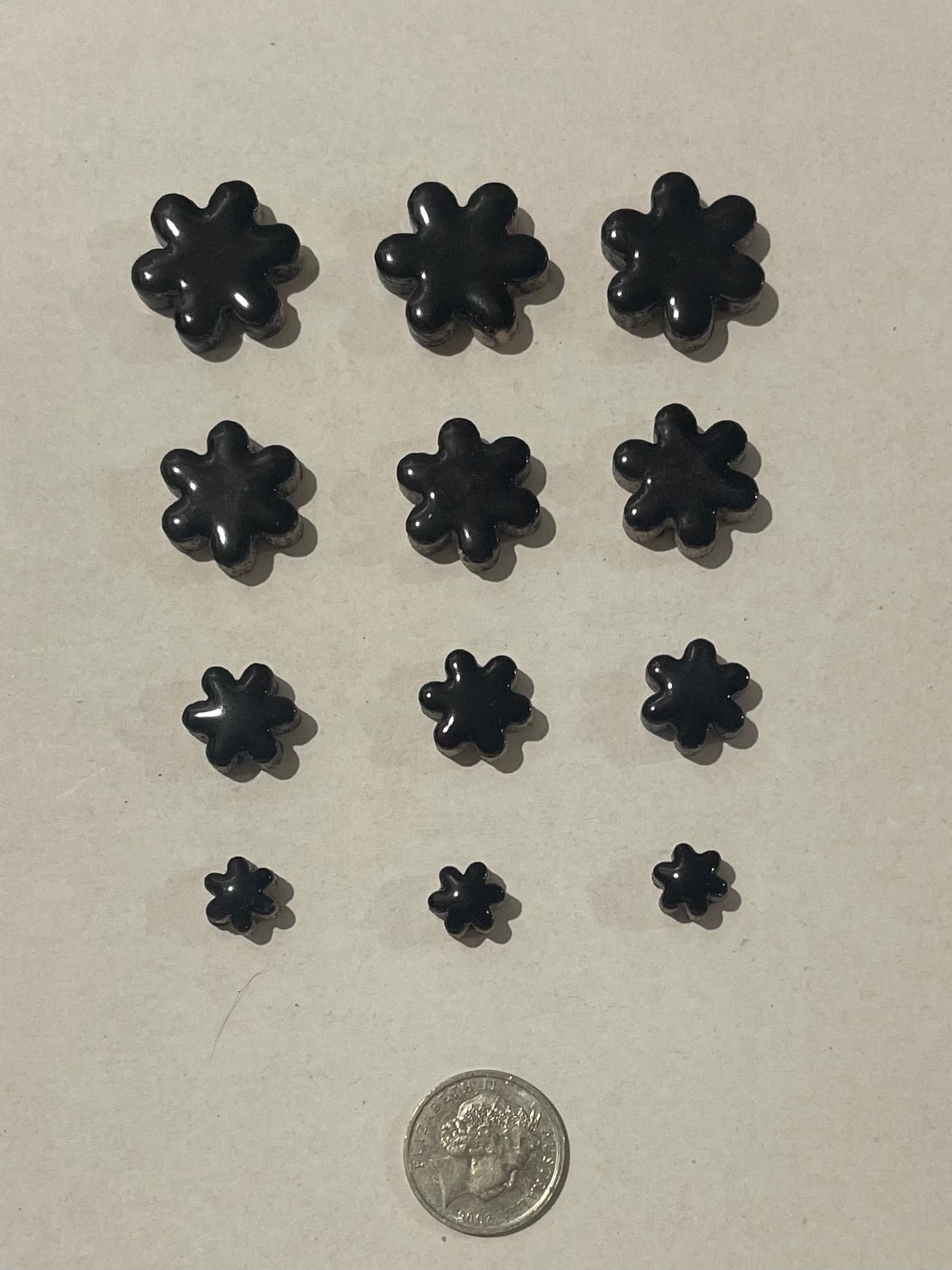 Black ceramic flowers
