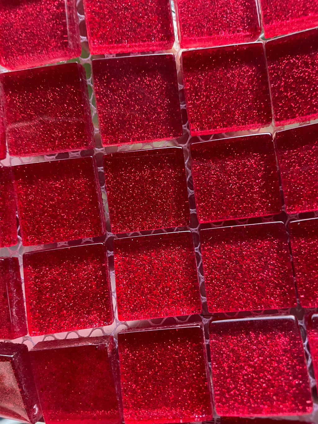 Glitter Glass Tiles - Ruby Red