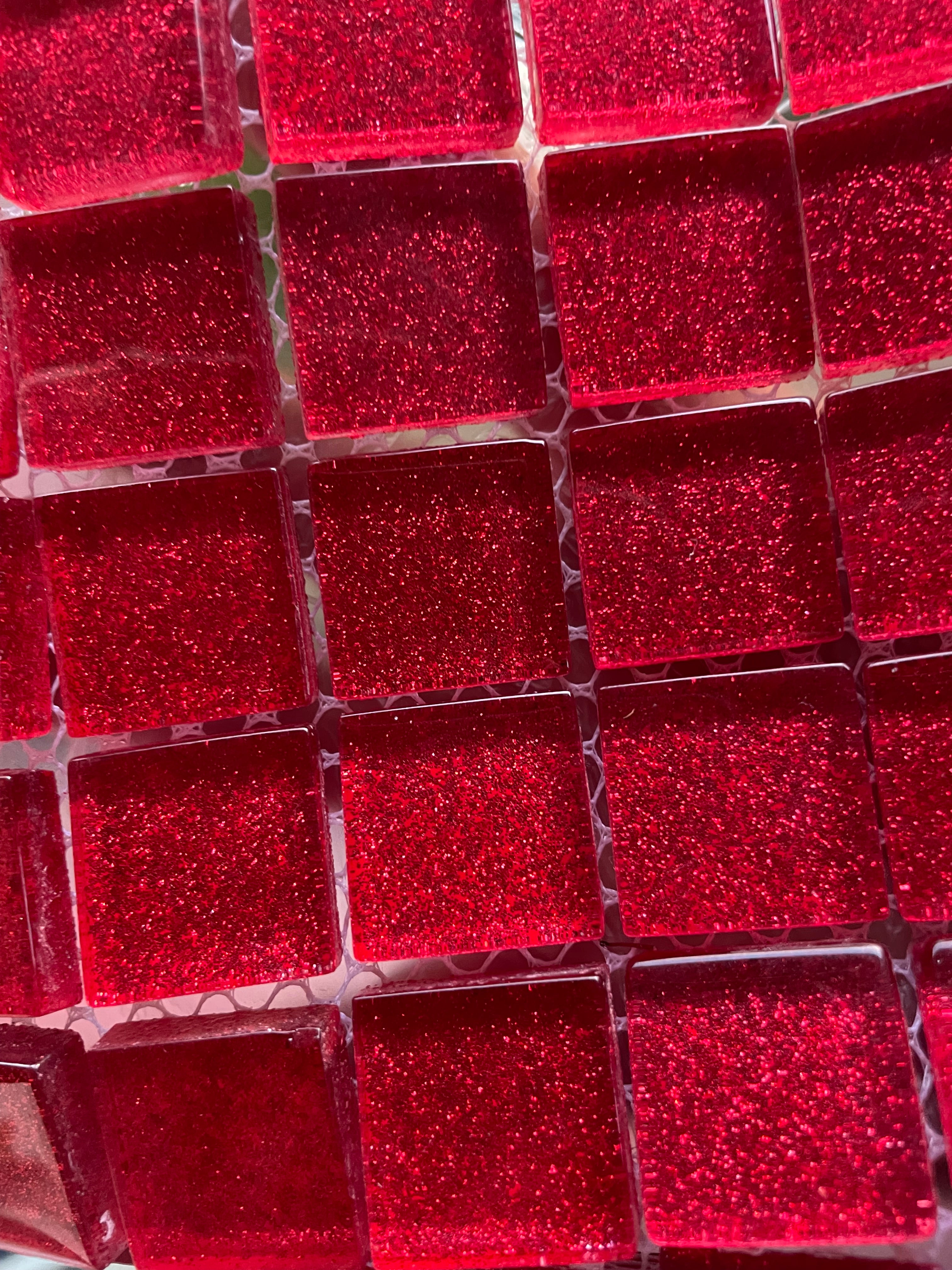 Glitter Glass Tiles - Ruby Red
