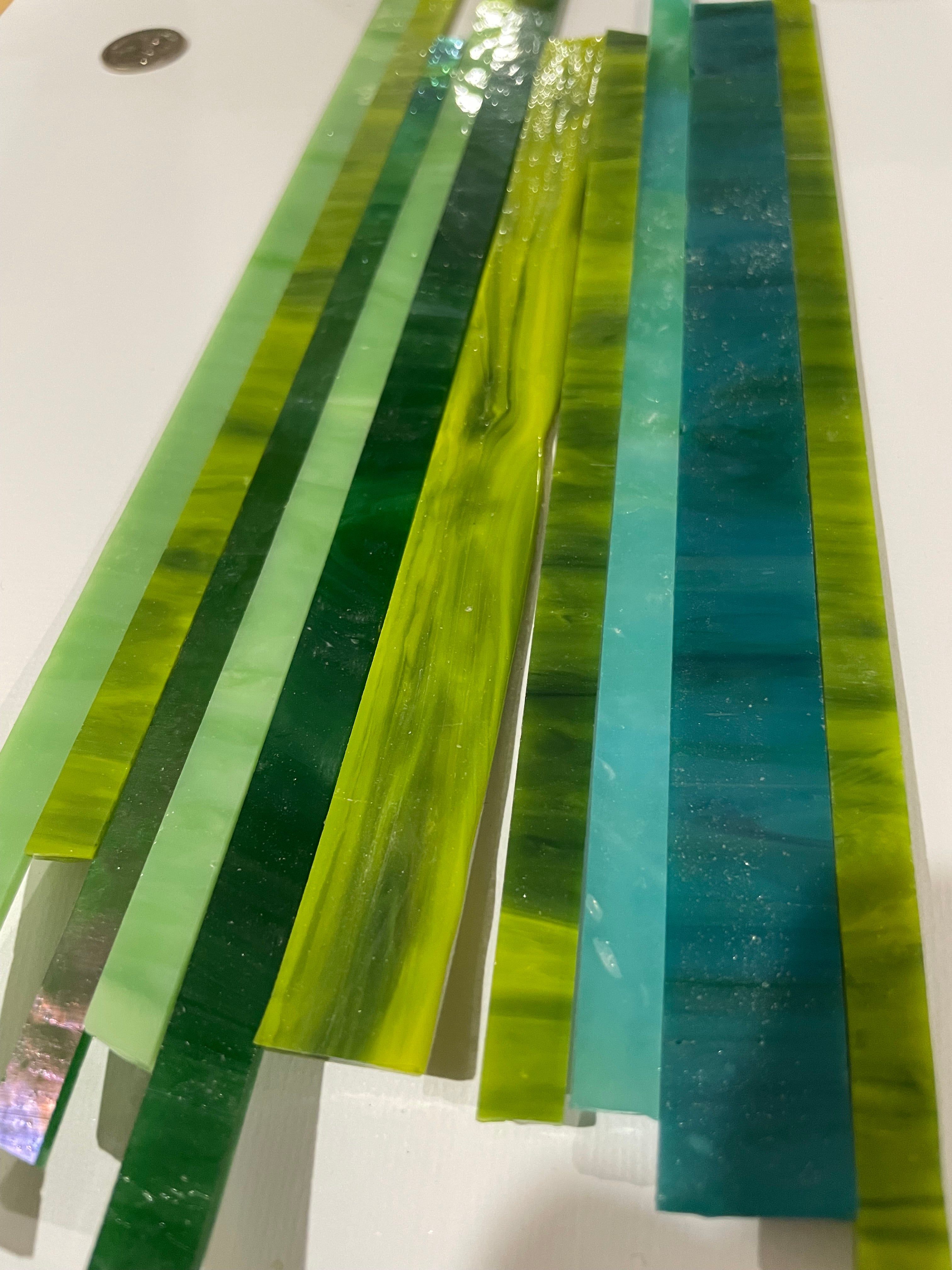 Stained Glass Strips - Green Mix Lg