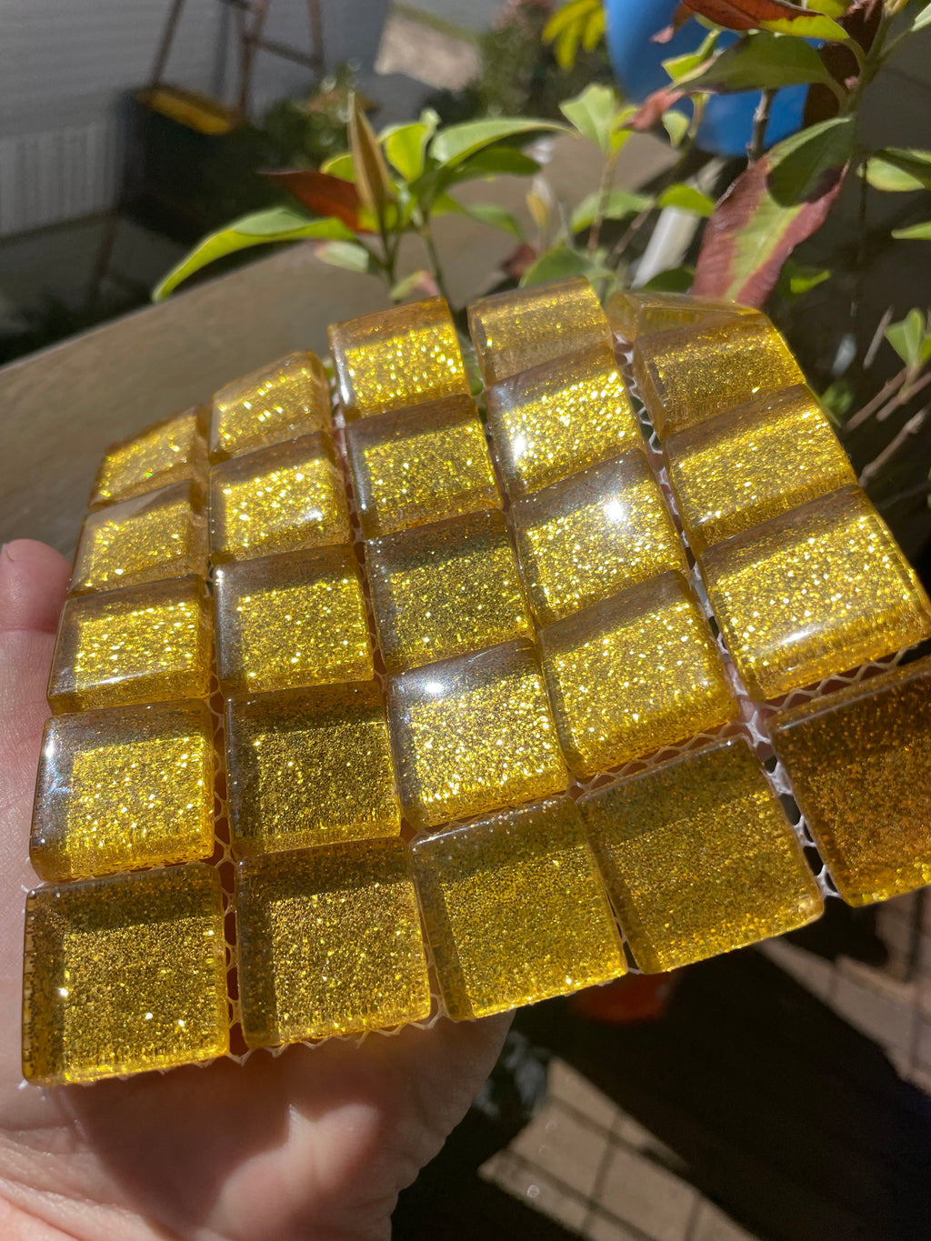 Glitter Glass Tiles - Yellow Gold