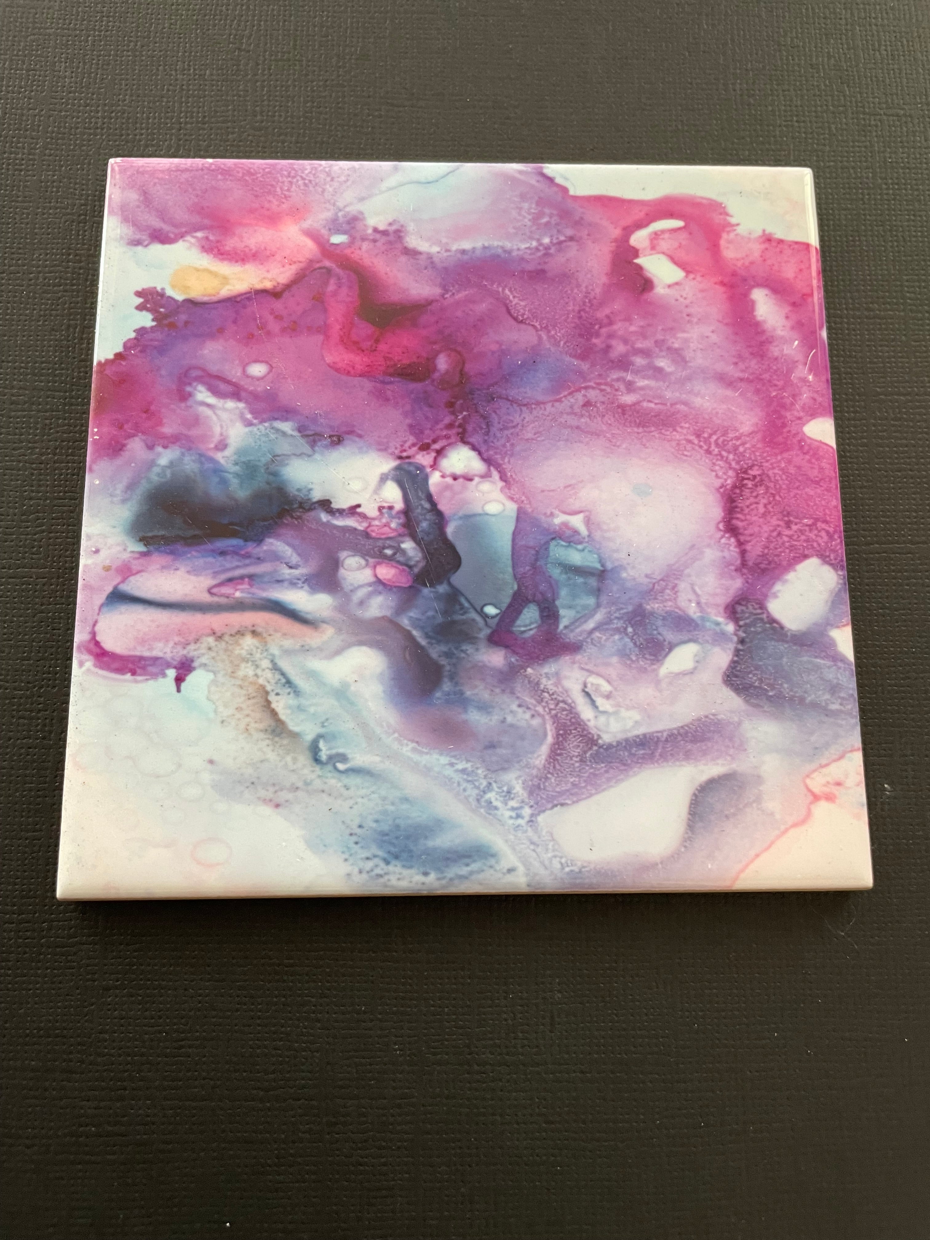Decorative Tile - Pink Purple Swirl