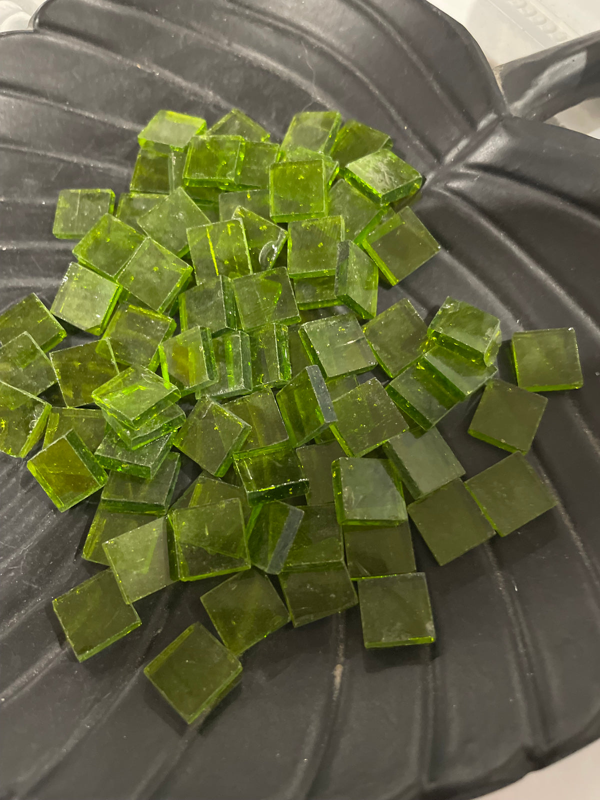 10mm Stained Glass Squares - Palm Frond
