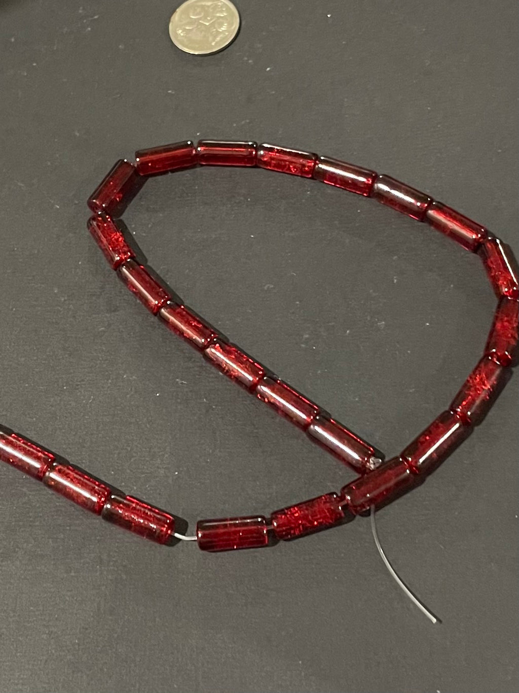 Glass Crackle Beads - Deep Red
