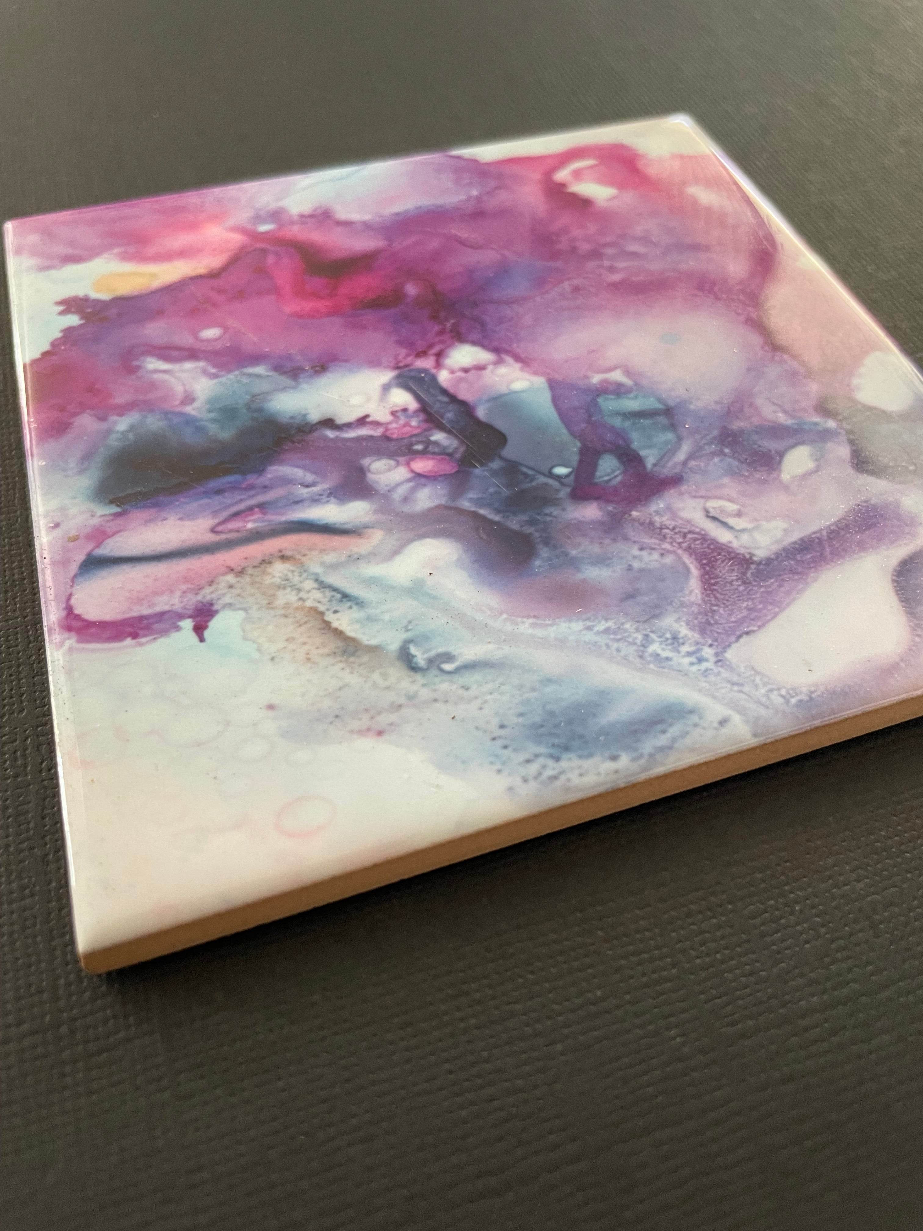 Decorative Tile - Pink Purple Swirl