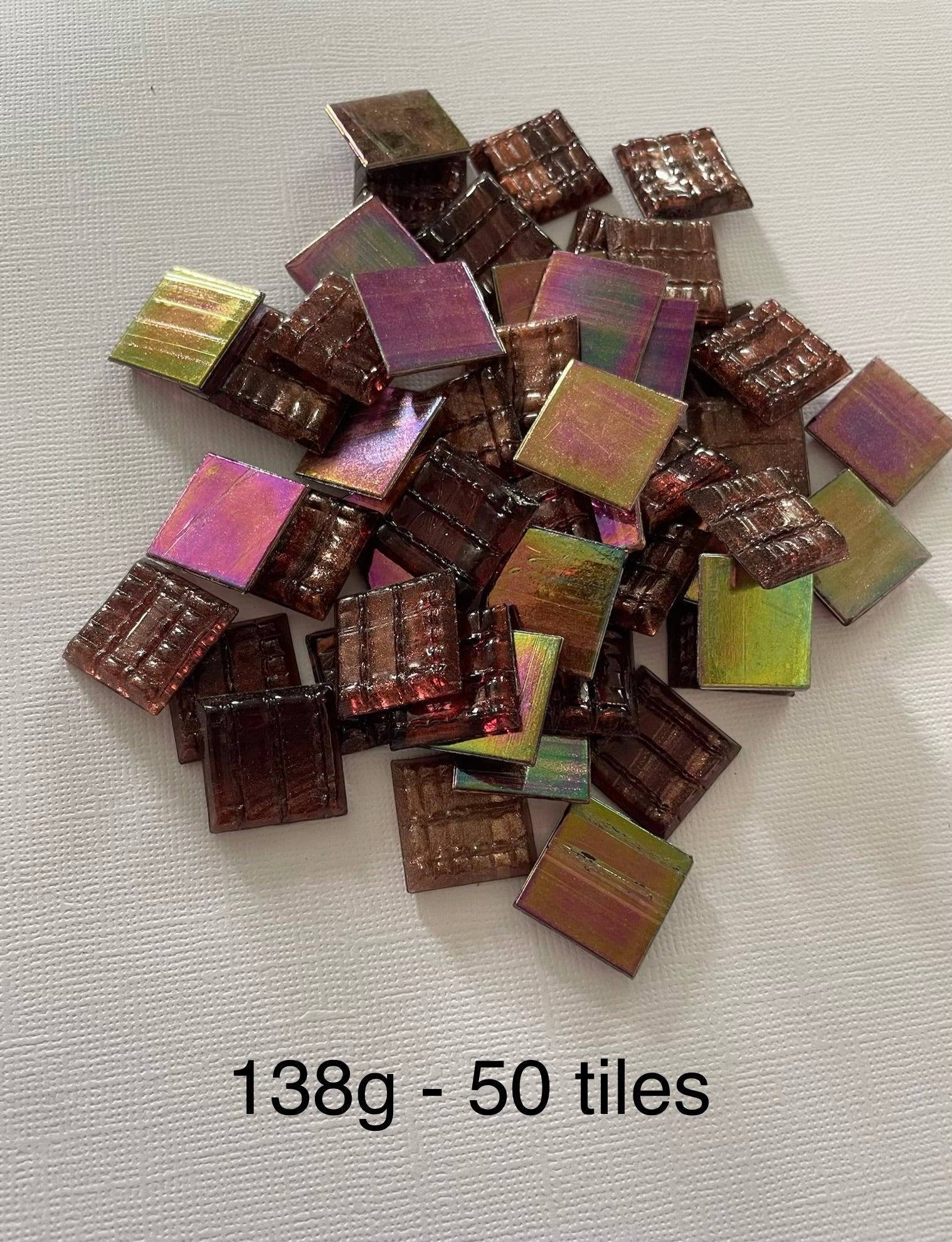 20mm Glass Iridised Tile - Brown