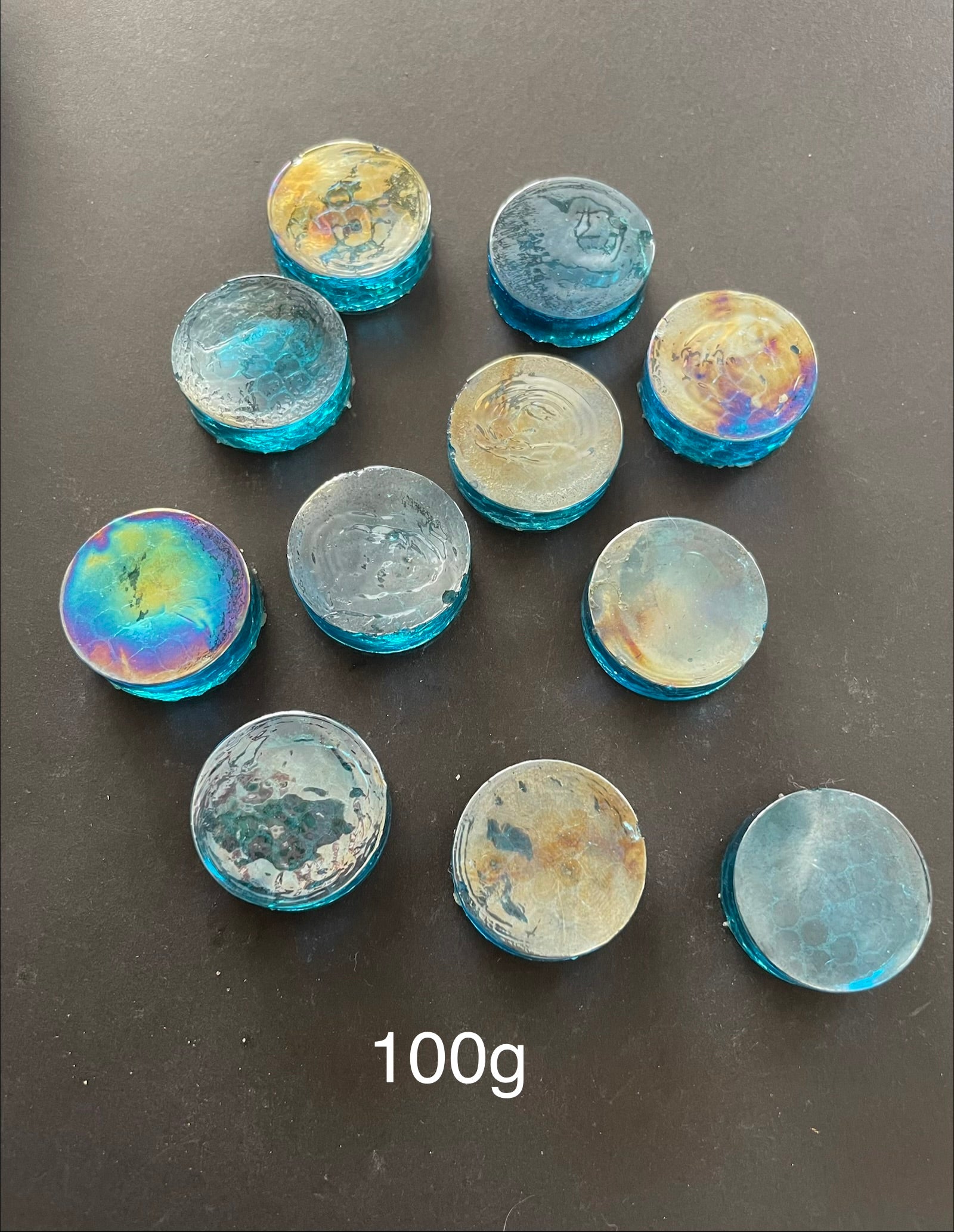 Iridised Glass Rounds - Light Blue