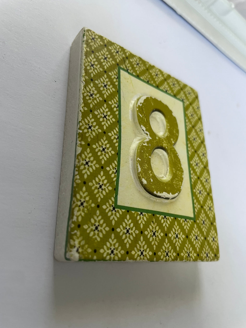 Hand Carved Number Tile - 8