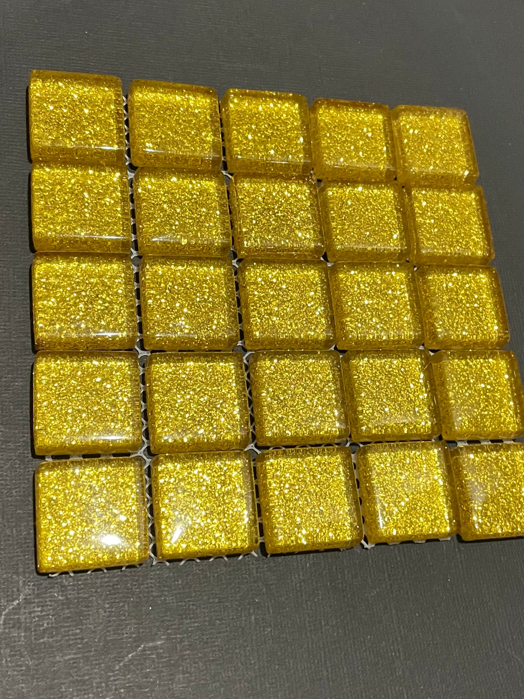 Glitter Glass Tiles - Yellow Gold