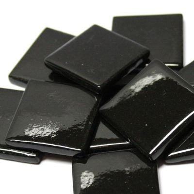 25mm Opaque Glass Squares - Opal Black