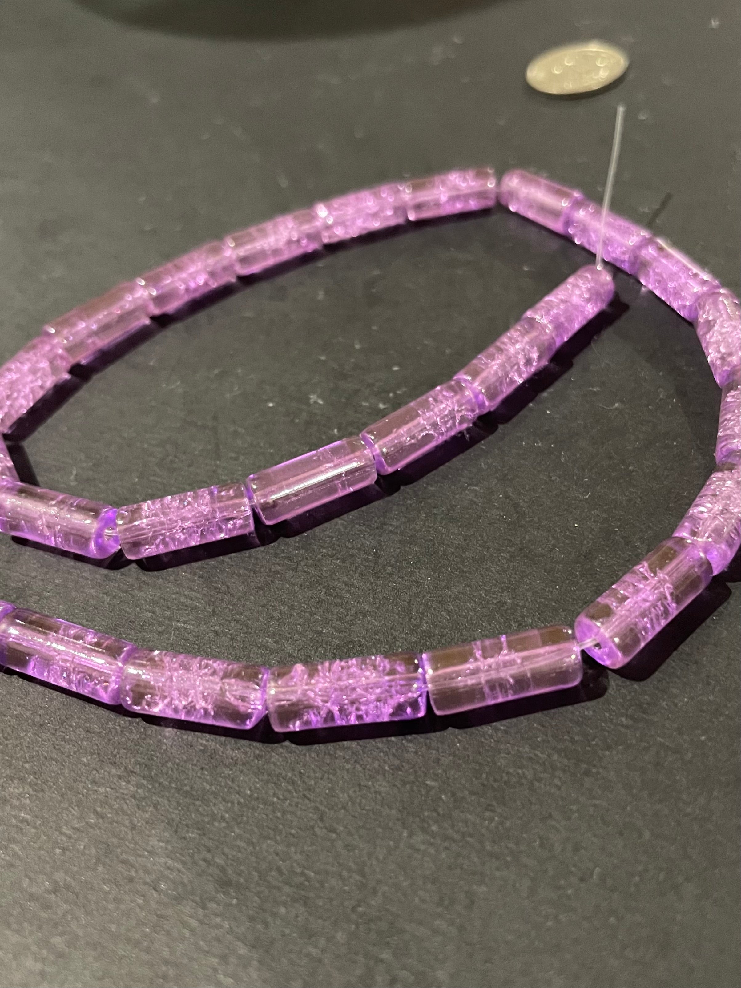 Glass Crackle Beads - Lilac