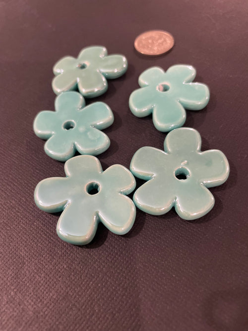 Ceramic Flowers - Aqua