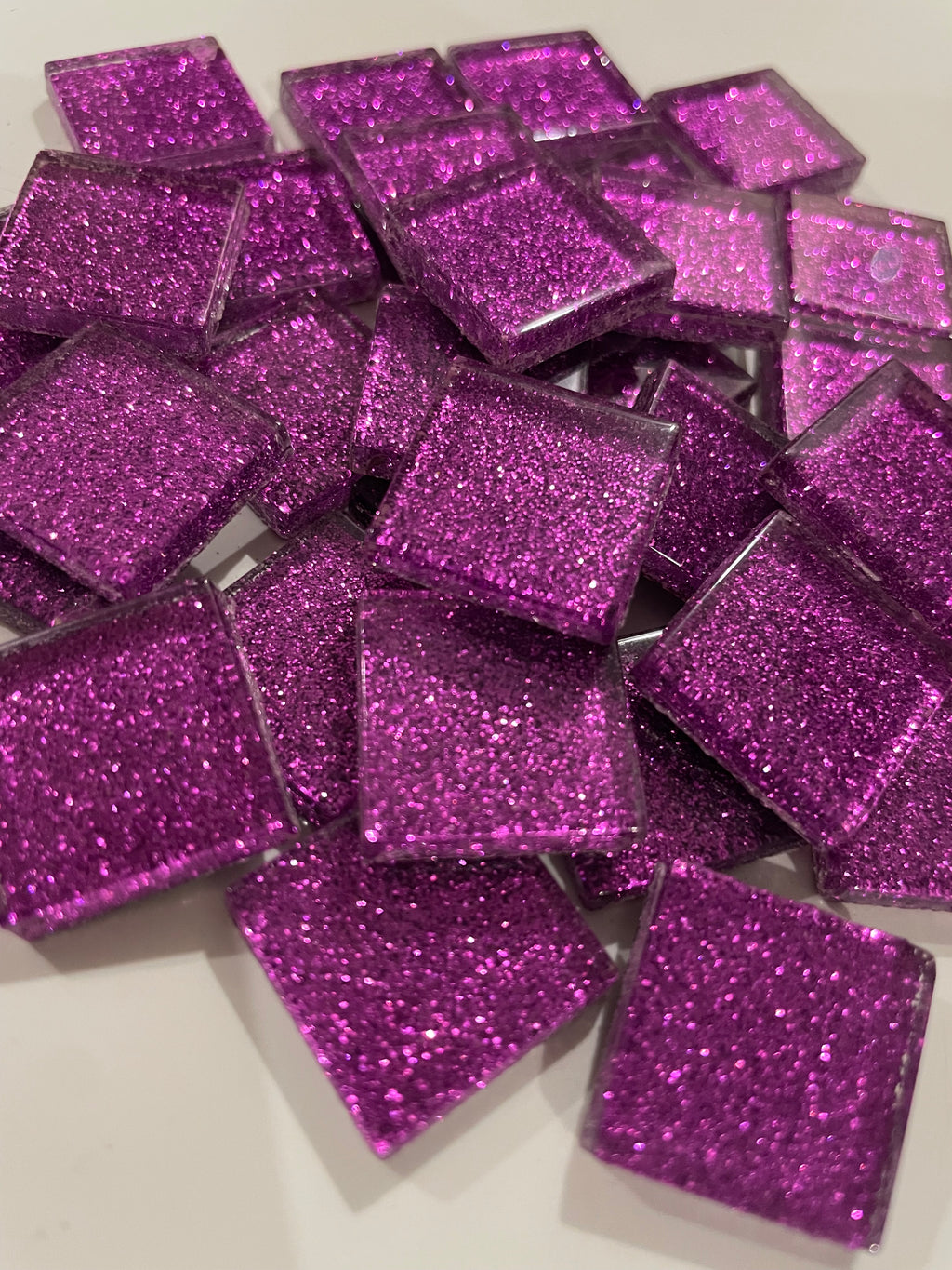 Glitter Glass Tiles - Fuscia