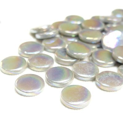 Glass Penny Rounds - Pearlised Mid Grey