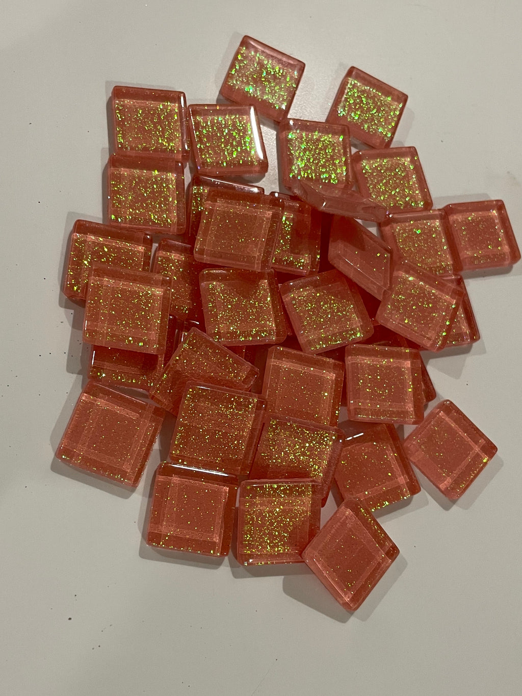 Glitter Glass Tiles - Pink Lemonade