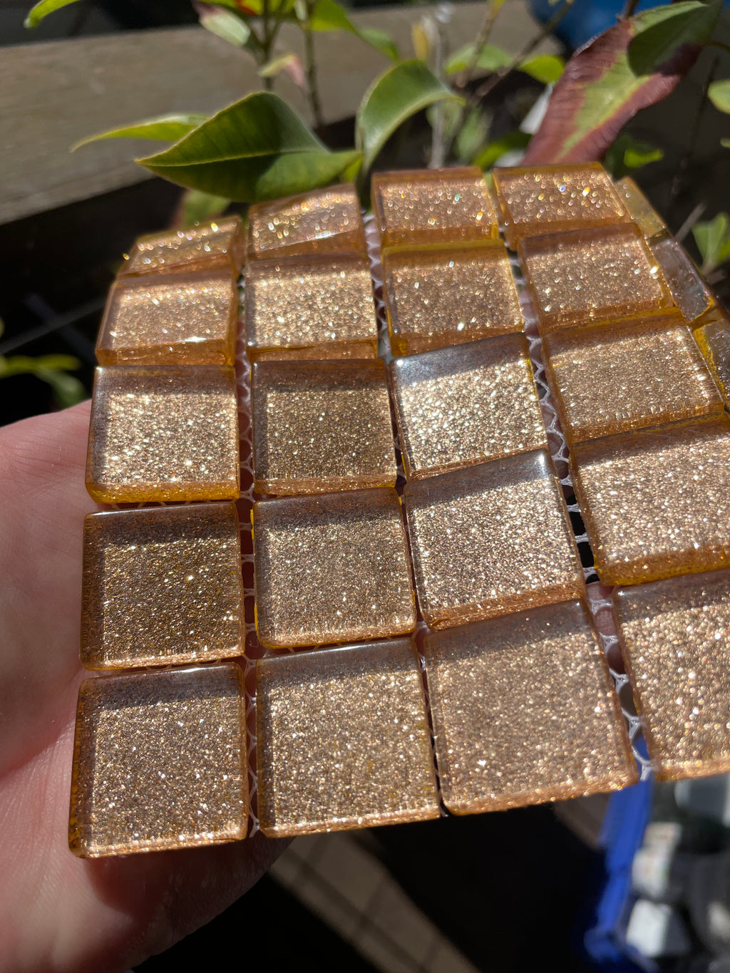 Glitter Glass Tiles - Rose Gold