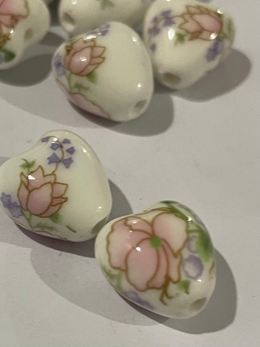 Floral Heart Beads - Pretty in Pink