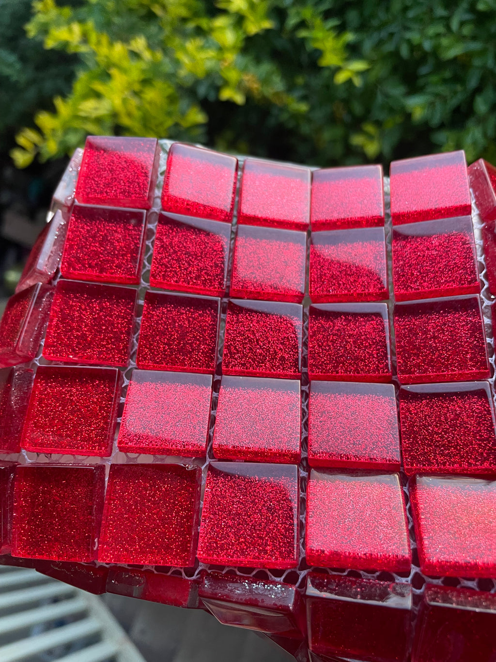 Glitter Glass Tiles - Ruby Red