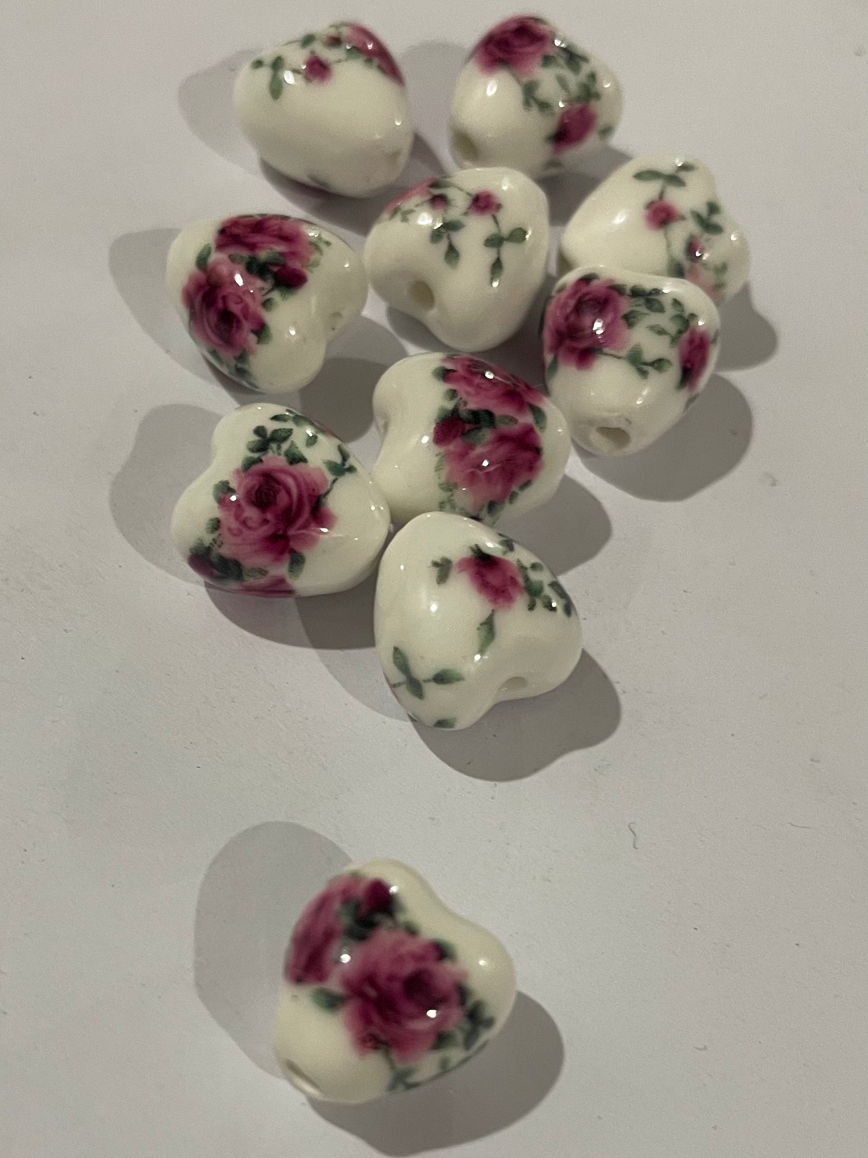 Floral Heart Beads - Roses