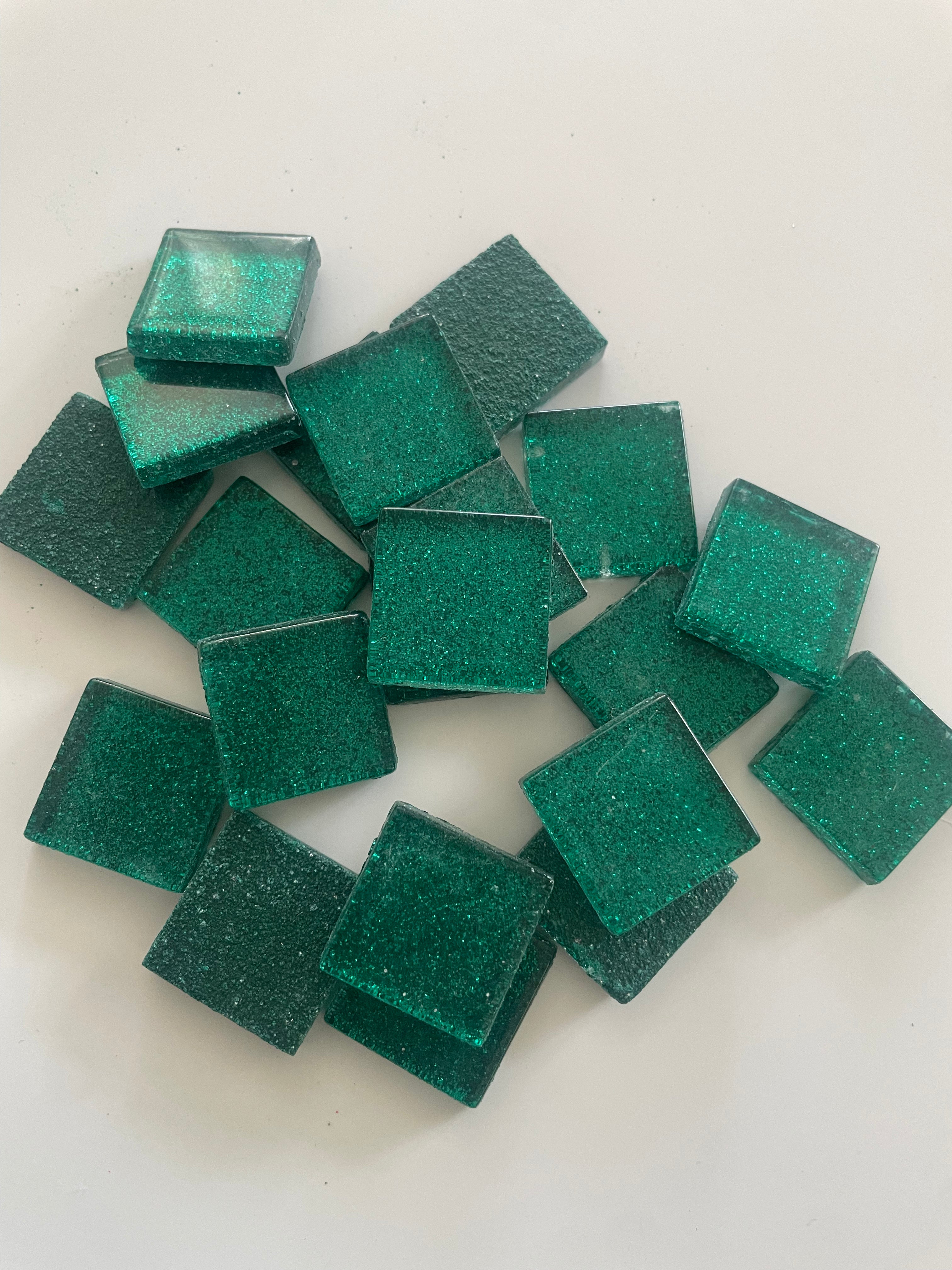 Glitter Glass Tiles - Green