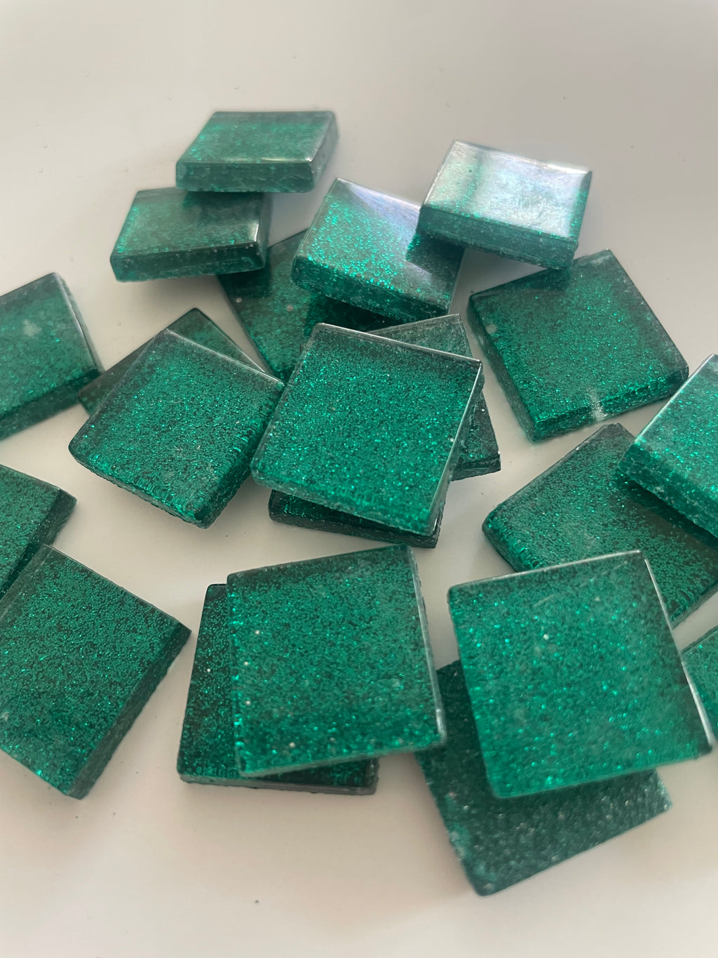 Glitter Glass Tiles - Green