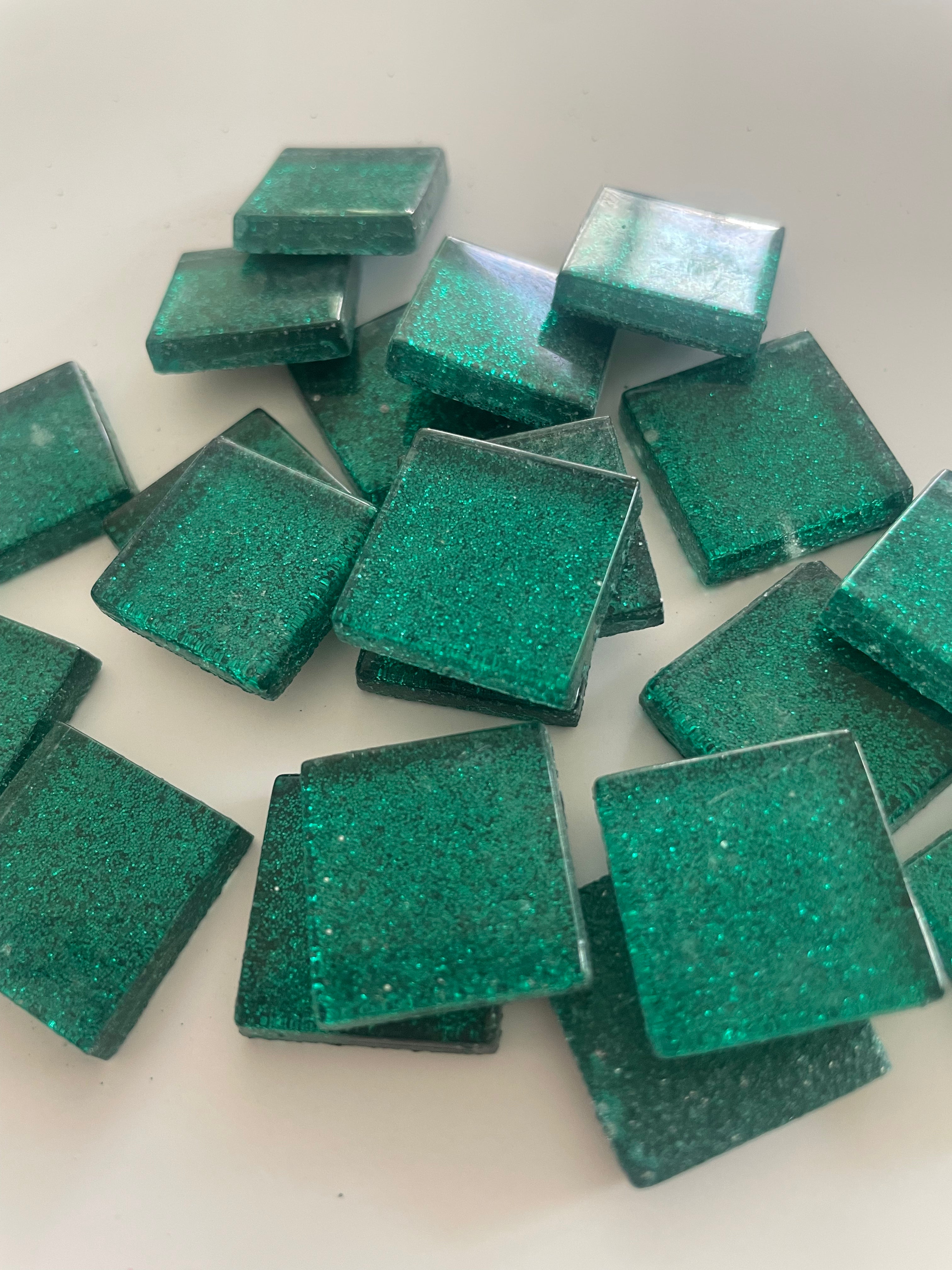 Glitter Glass Tiles - Green