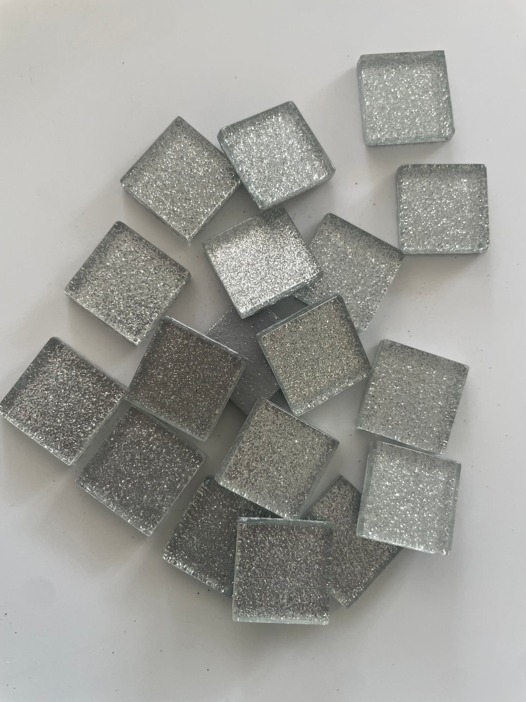 Glitter Glass Tiles - Silver