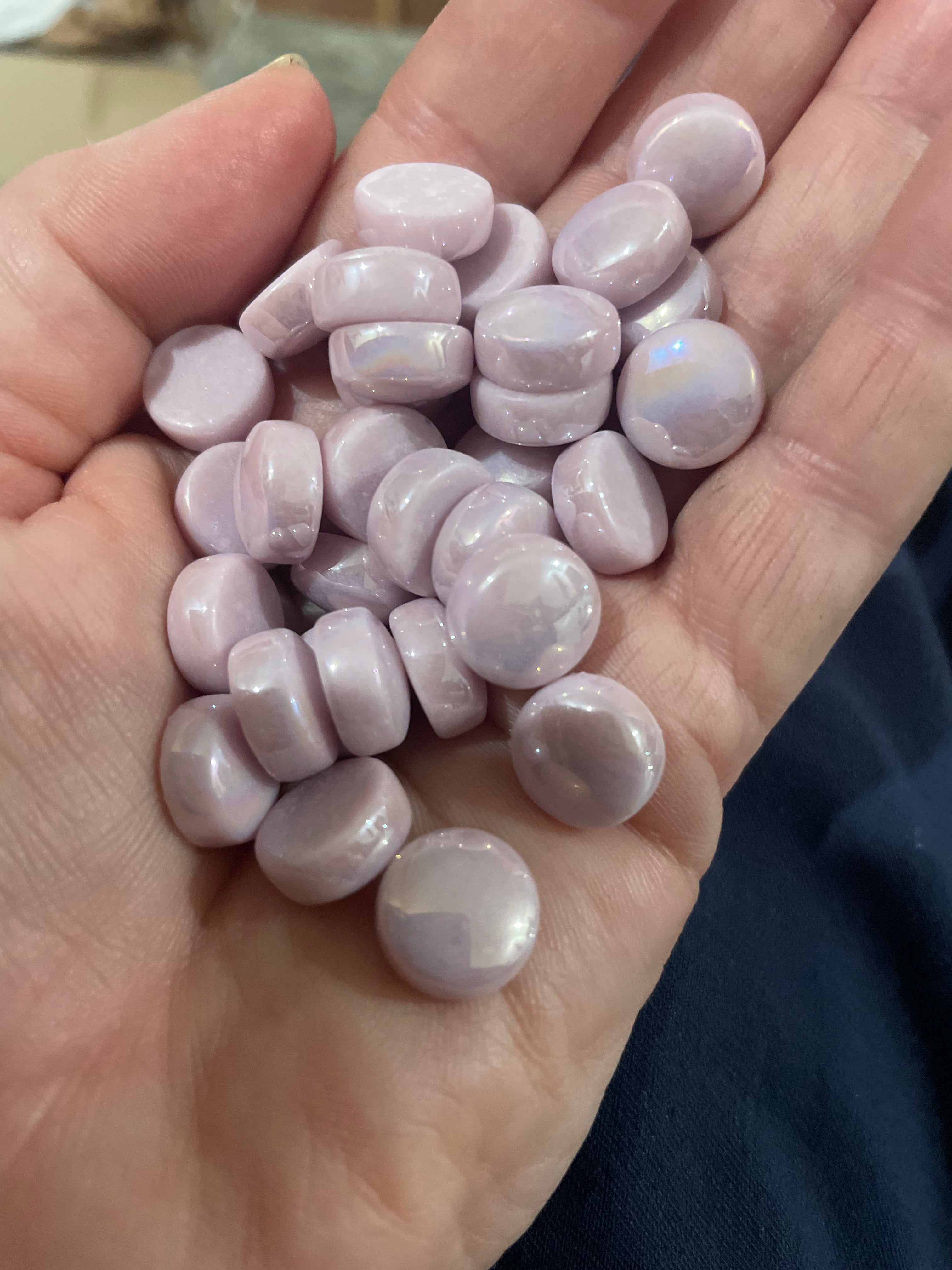 Iridised Domed Rounds - Baby Pink