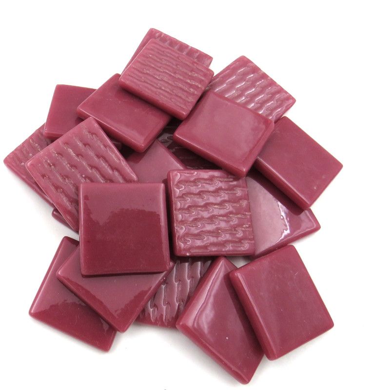 25mm Opaque Glass Squares - Raspberry