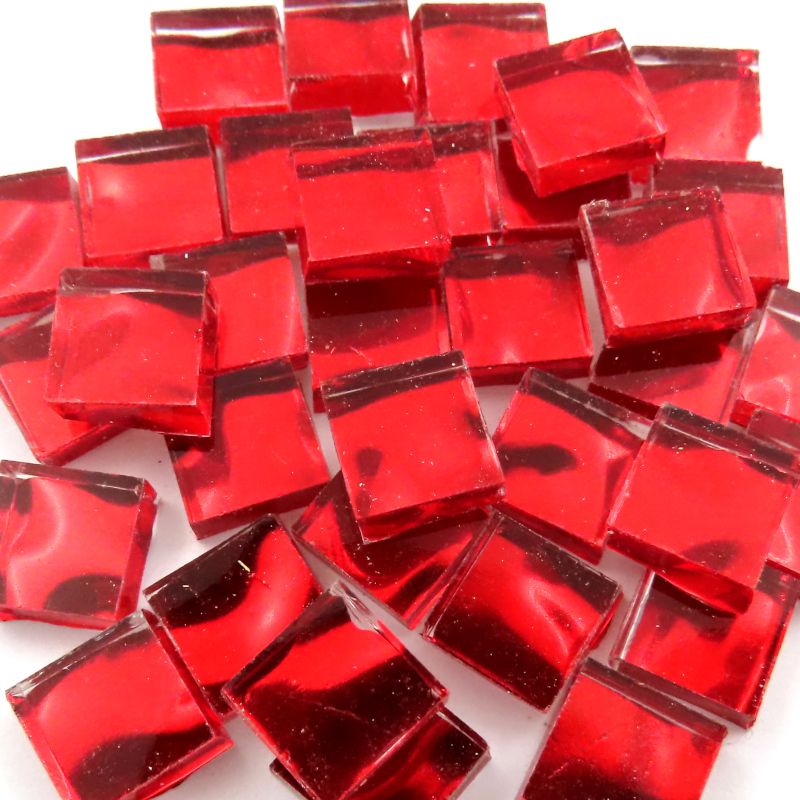 Ruby Red Mirror Squares 10mm