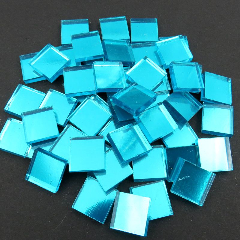 Turquoise Mirror Squares 15mm