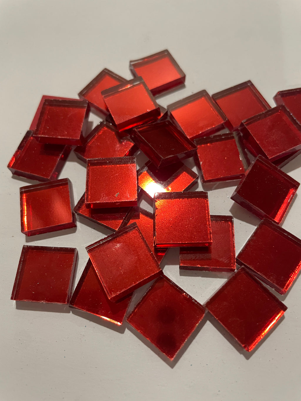 Ruby Red Mirror Squares 15mm