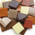 Pâte De Verre (PDV) 25mm Opaque Glass Squares -  Coffee and Cream Mix