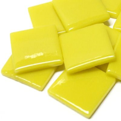 Pâte De Verre (PDV) 25mm Opaque Glass Squares - Opal Yellow