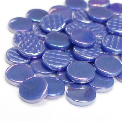 Glass Penny Rounds - Warm Blue (Pearlised)