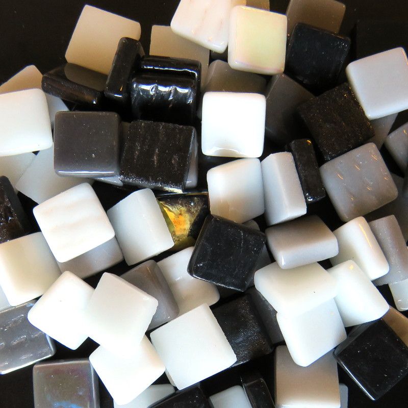 12mm Glossy Glass Squares - Monochromatic