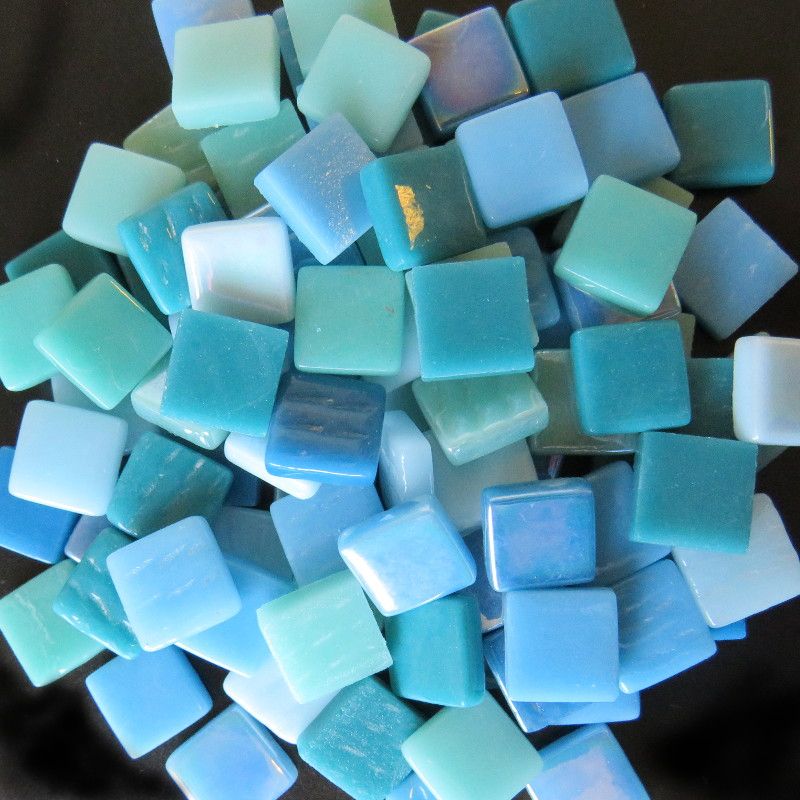 12mm Glossy Glass Squares - Seascapes