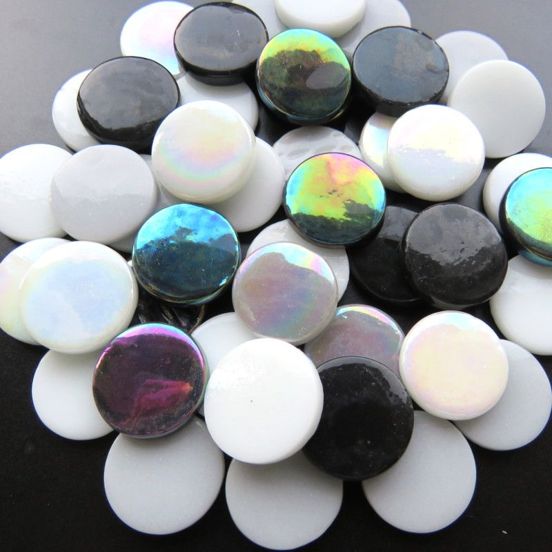 Glass Penny Rounds - Black Russian Mix