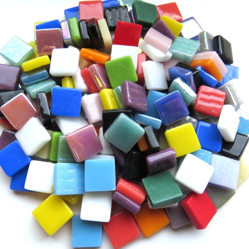 12mm Glossy Glass Squares - Party Time