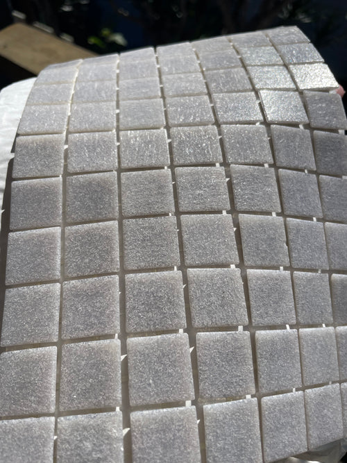 20mm Vitreous Glass Tile Sheet - SNOWSTORM