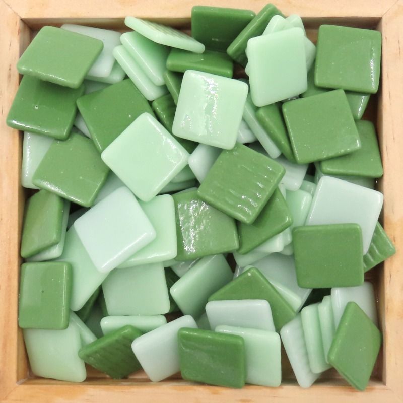 Pâte De Verre (PDV) 25mm Opaque Glass Squares -  First Spring Mix