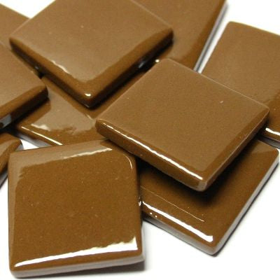 Pâte De Verre (PDV) 25mm Opaque Glass Squares - Coffee