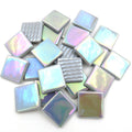 Pâte De Verre (PDV) 25mm Opaque Glass Squares - Iridised Pearl Grey