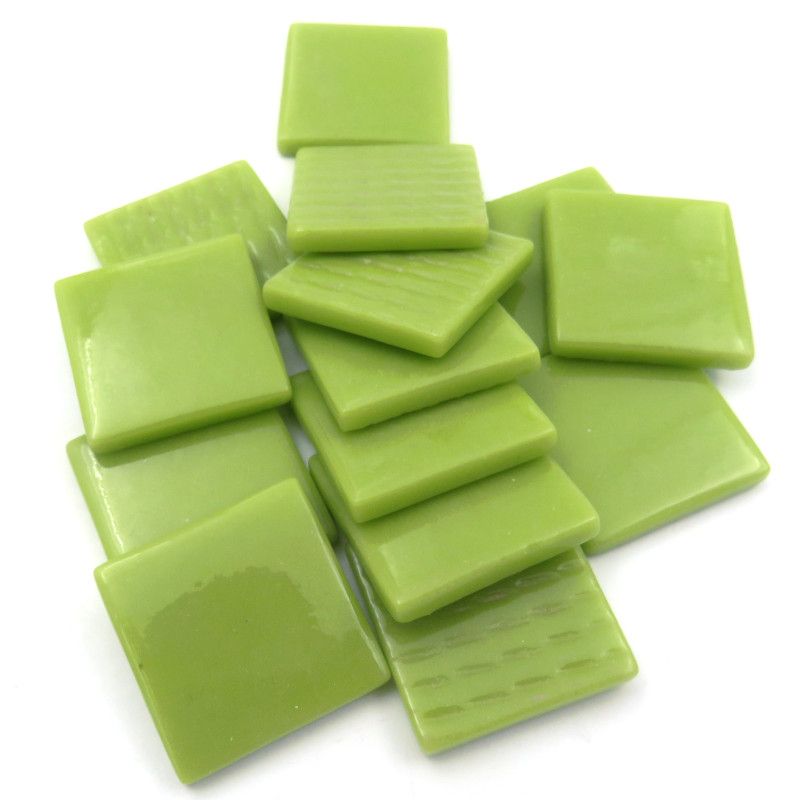 Pâte De Verre (PDV) 25mm Opaque Glass Squares - Acid Green
